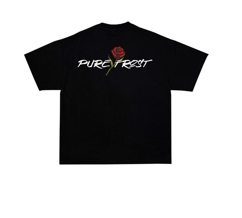 "ROSE PURE FROST" short sleeve black t-shirt